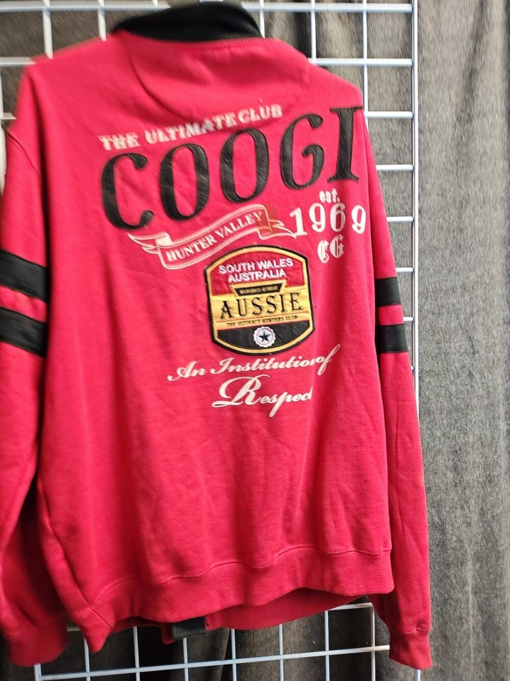 Y2K COOGI RED BLACK MENS CARDIGAN COTTON SWEATER SWEATSHIRT SZ XL BUTTON UP